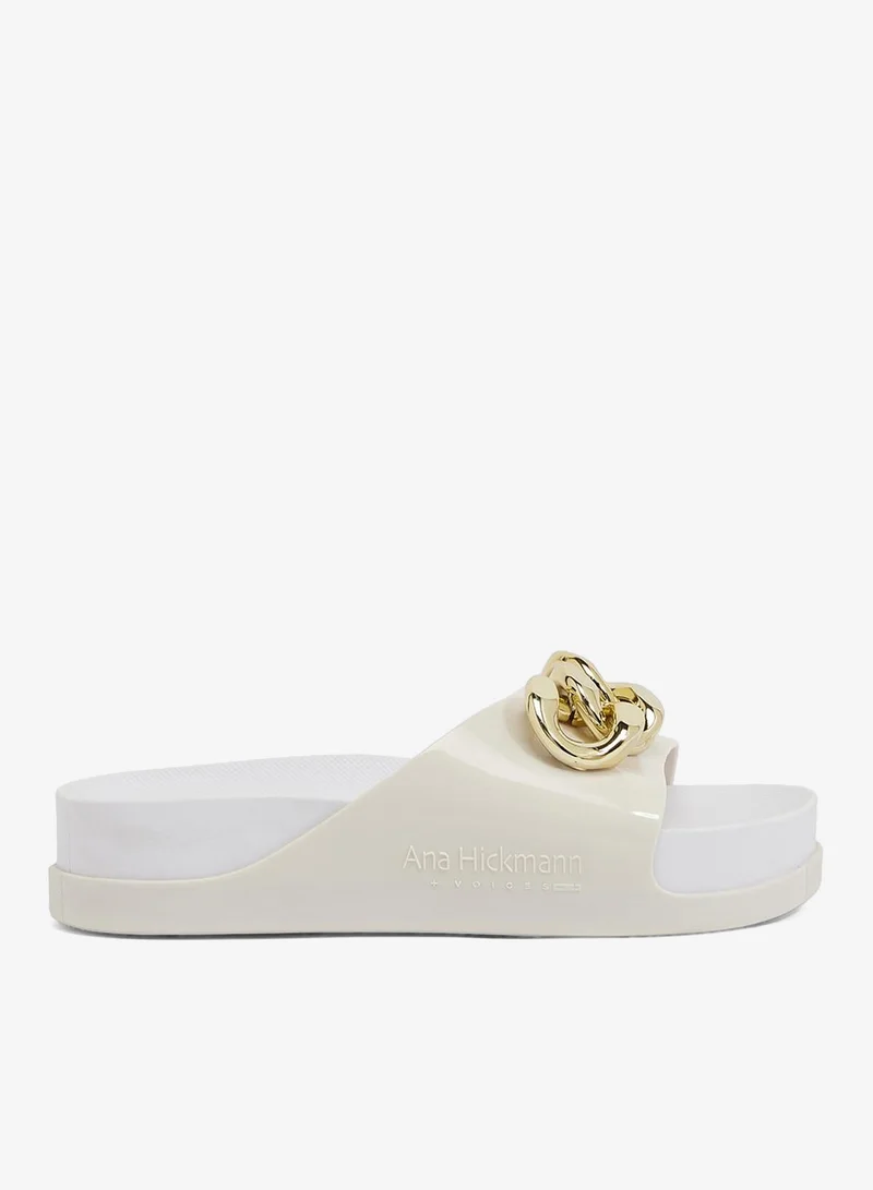 Slide Soul Corrente 2K Women's Gold Chain Anti-Slip Sandals White/Black