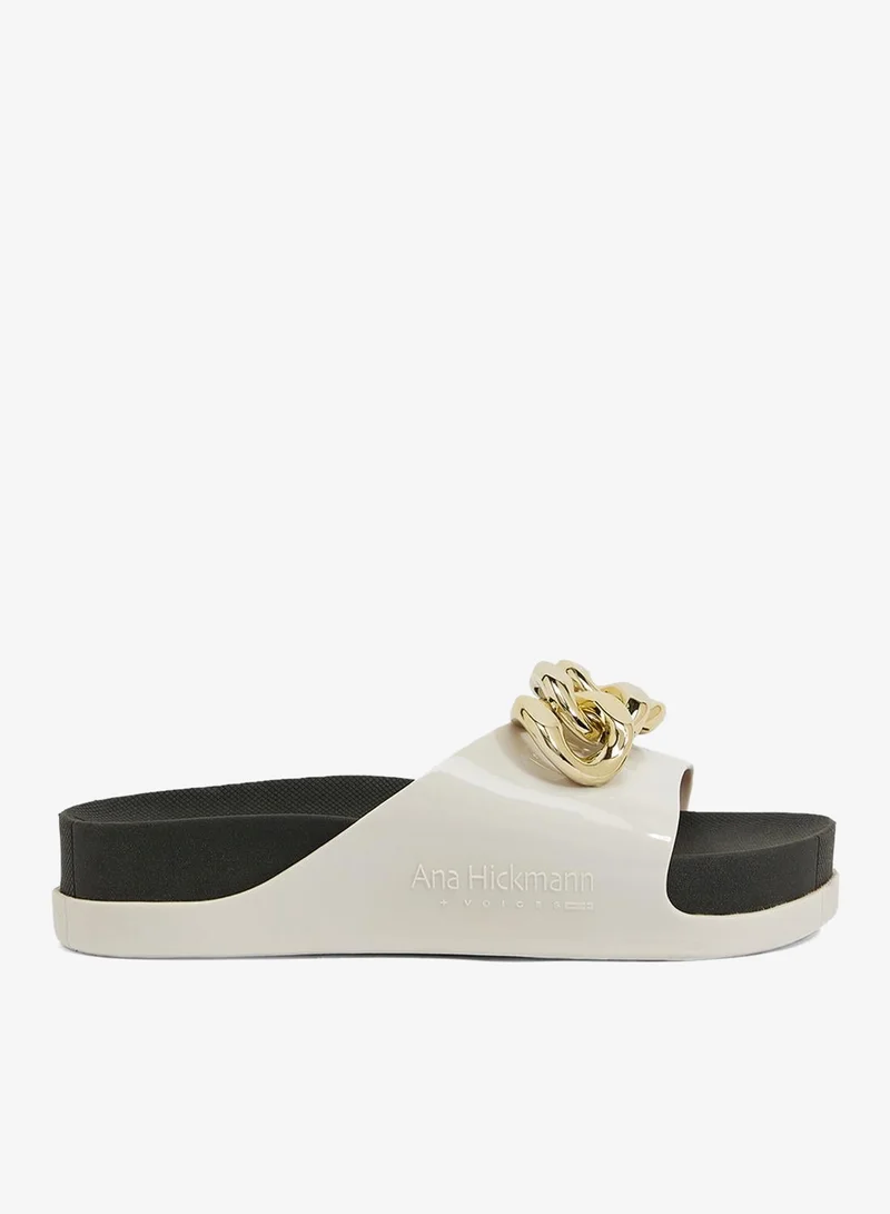 Slide Soul Corrente 2K Women's Gold Chain Anti-Slip Sandals White/Black