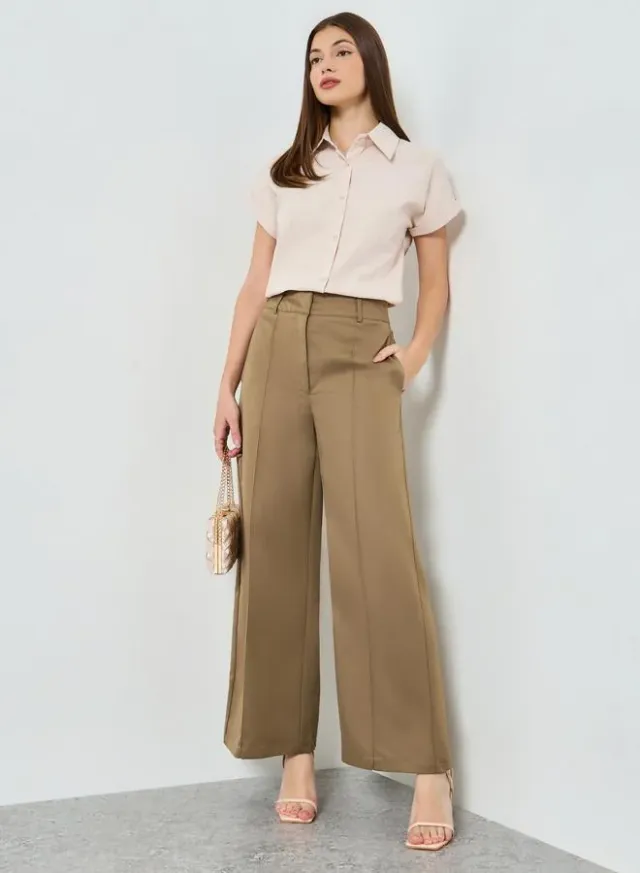 Wide Leg Trousers Tan