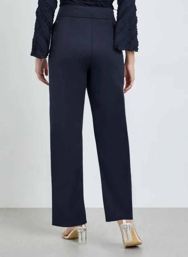 Navy Blue High-Rise Straight Fit Trousers for Women – image 4