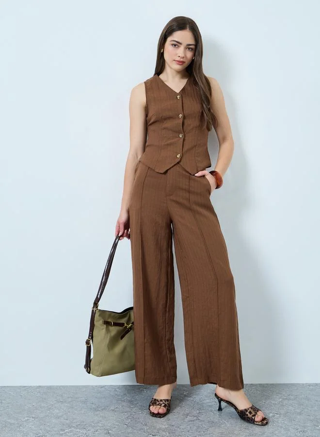 Pinstripe Wide Leg Pants, Off White