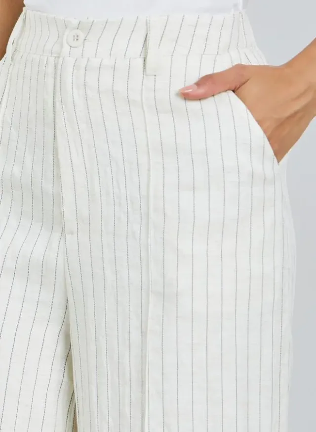 Pinstripe Wide Leg Pants, Off White – image 3