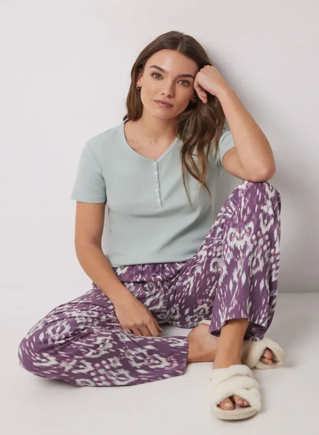 Purple Ikat Print Viscose Trousers for Women – image 4