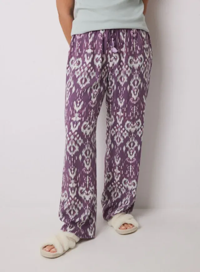 Purple Ikat Print Viscose Trousers for Women – image 5