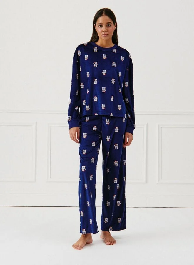 Patterned Velvet Trousers