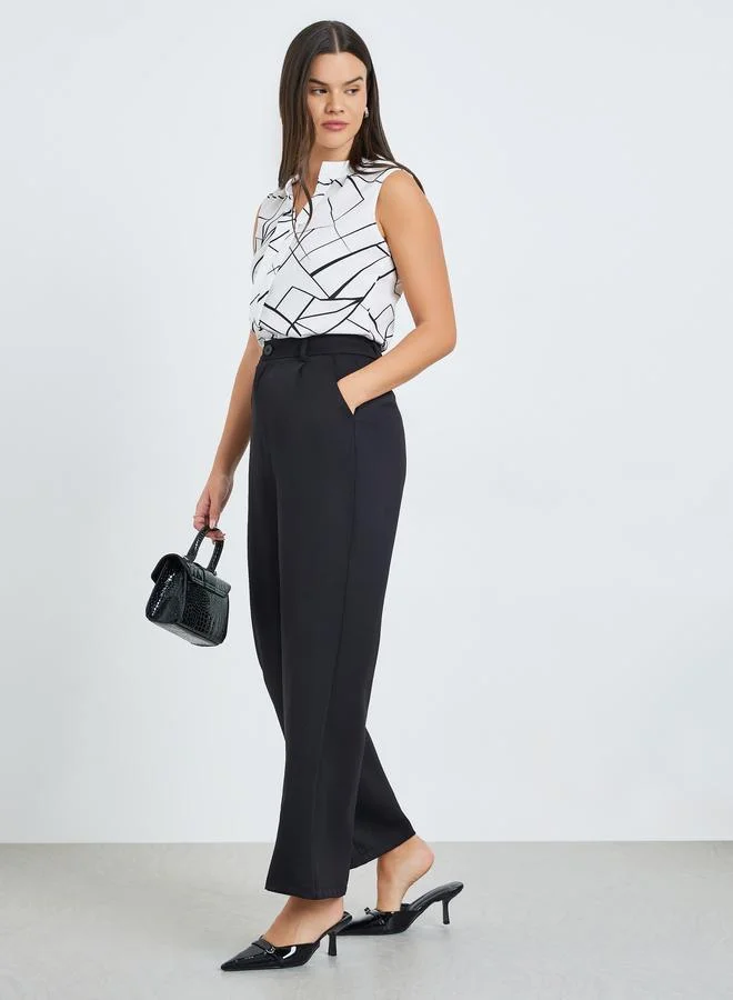 Straight Leg Trousers Black