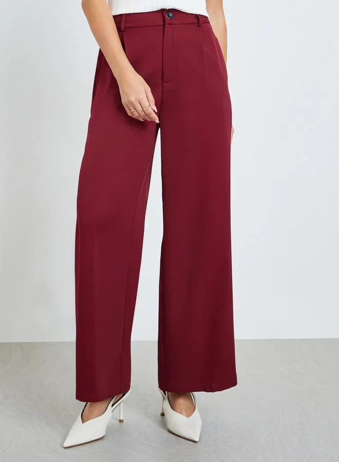 Wide Leg Trousers Burgundy