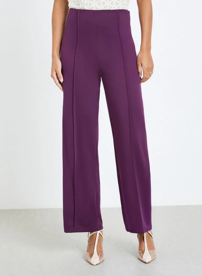 Wide Leg Stretch Formal Pants, Purple