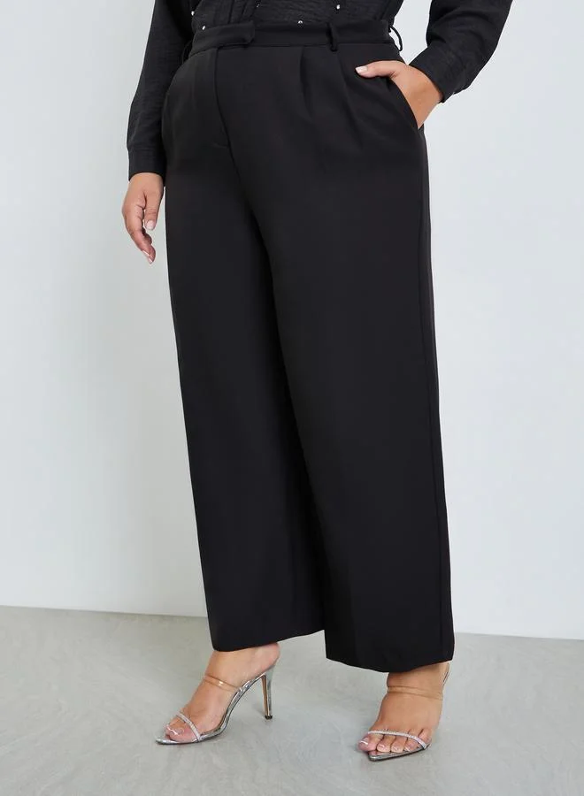 Plus Size Women's Wide Leg Trousers Black