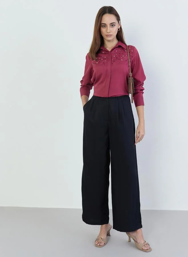 Women's Wide Leg Trousers Black