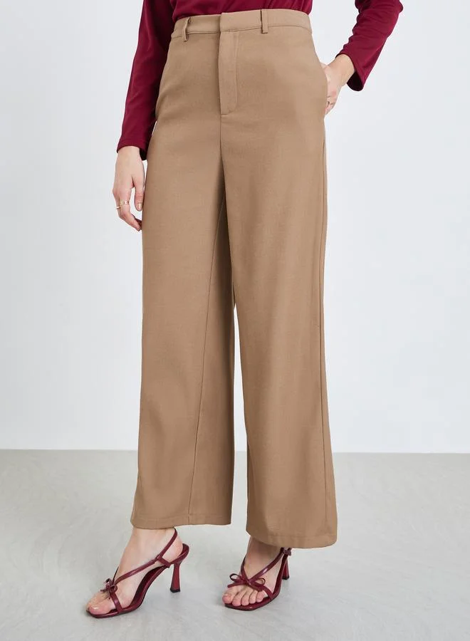 Women's Wide Leg Trousers, Beige
