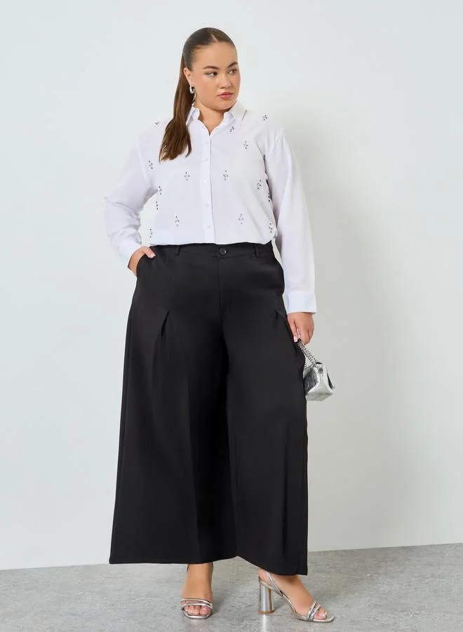 Plus Size Wide Leg Pleated Pants