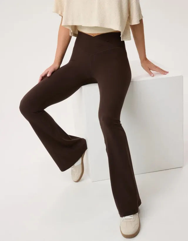 Aerie Real Me High Waisted Crossover Flare Legging