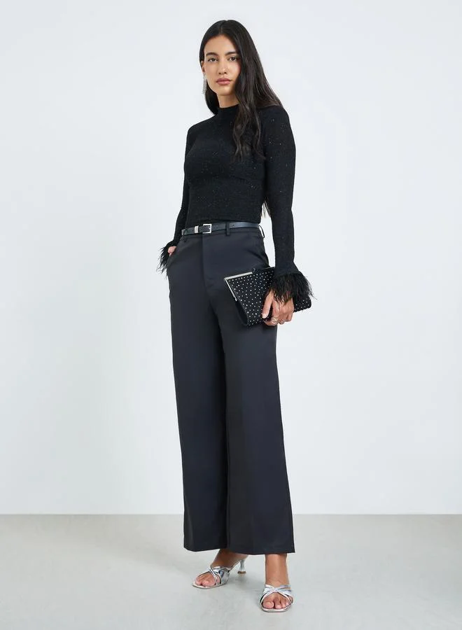 Wide Leg Trousers Black