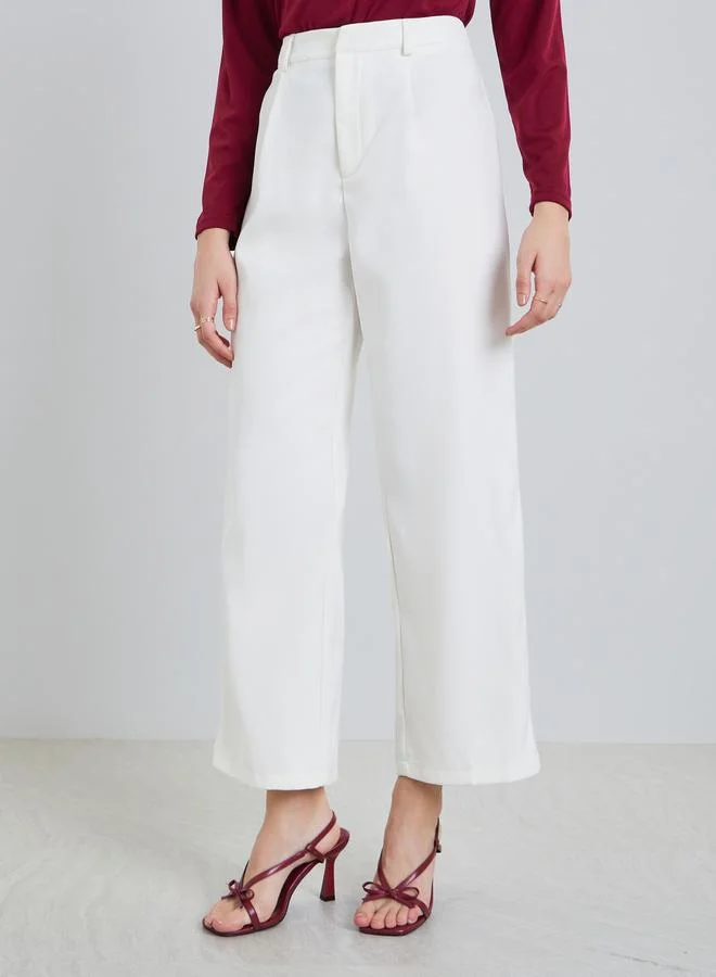 Women Wide Leg Trousers Off-White