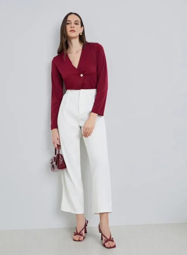 Women Wide Leg Trousers Off-White – image 4