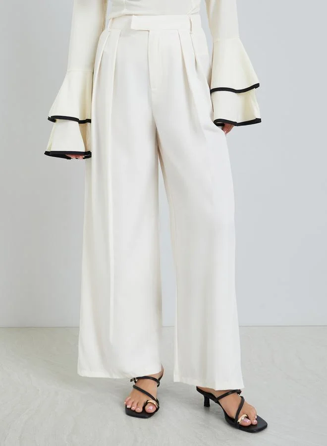 Women Wide Leg Trousers Cream