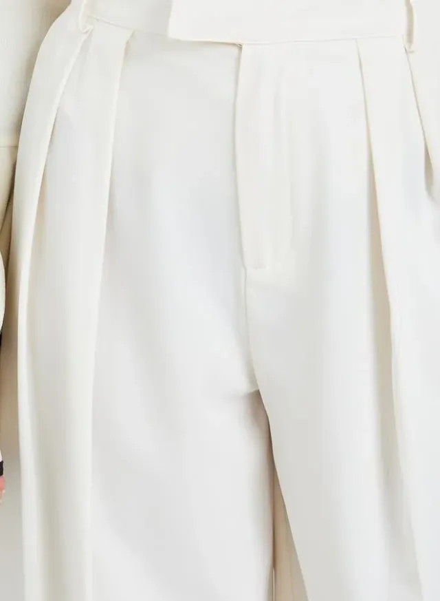 Women Wide Leg Trousers Cream – image 2