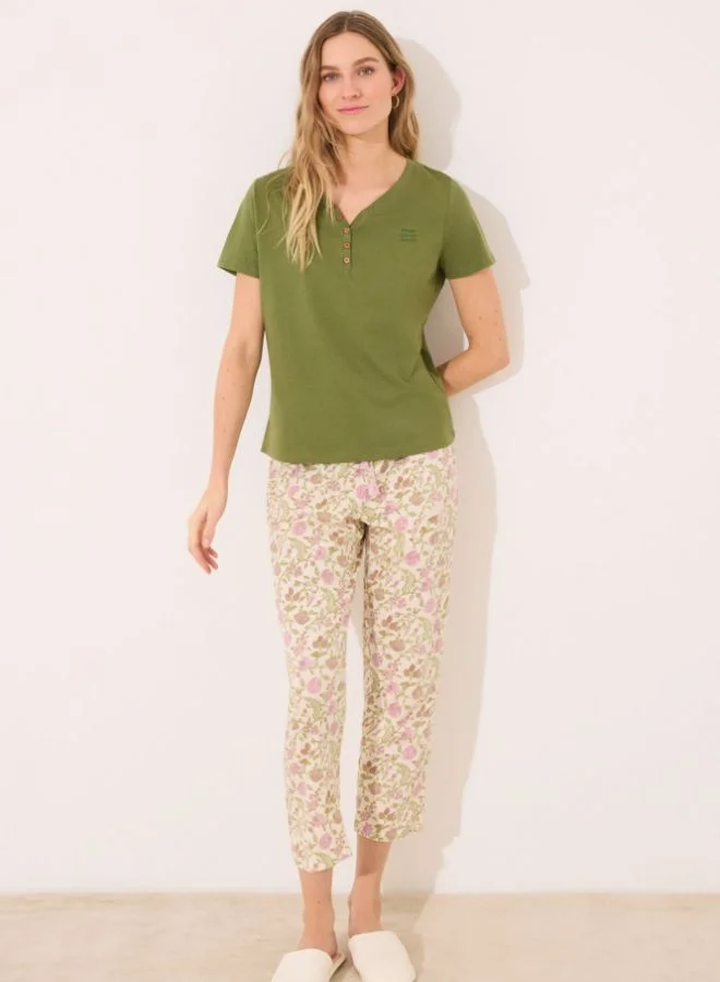 Floral Cotton Carrot Trousers