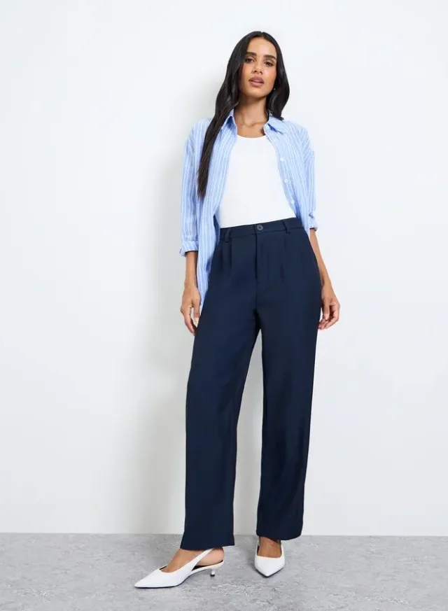 Straight Fit Pants Navy Blue
