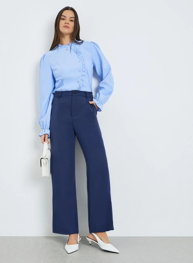 Straight Leg Pants Navy Blue