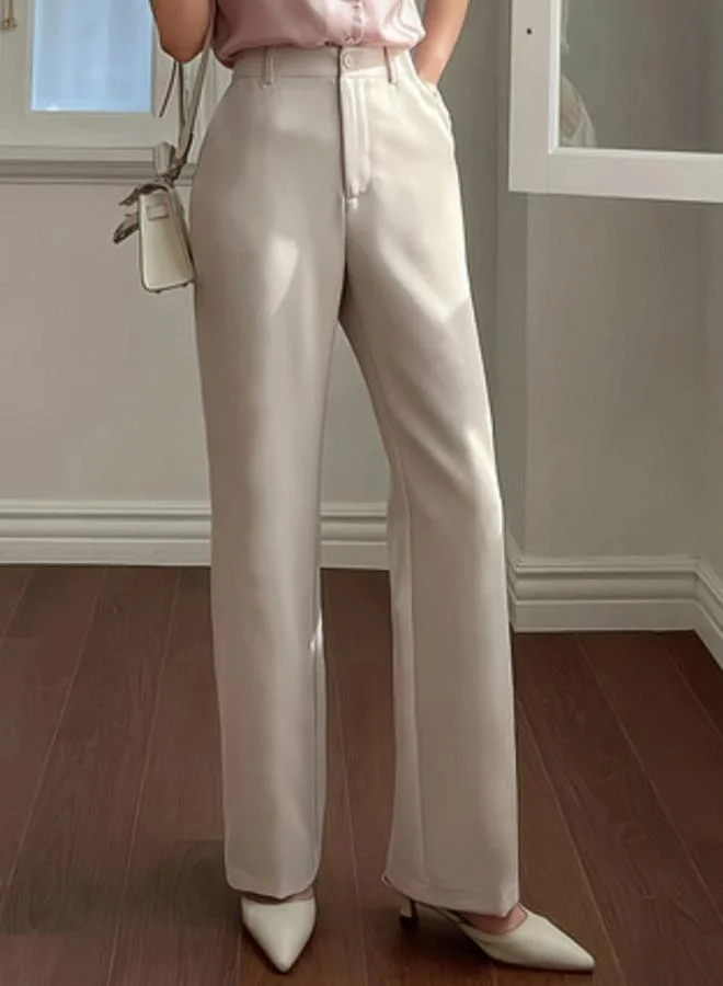 Straight Leg Pants, Beige