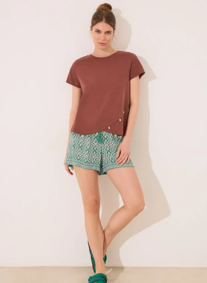 Geometric Print Viscose Trousers