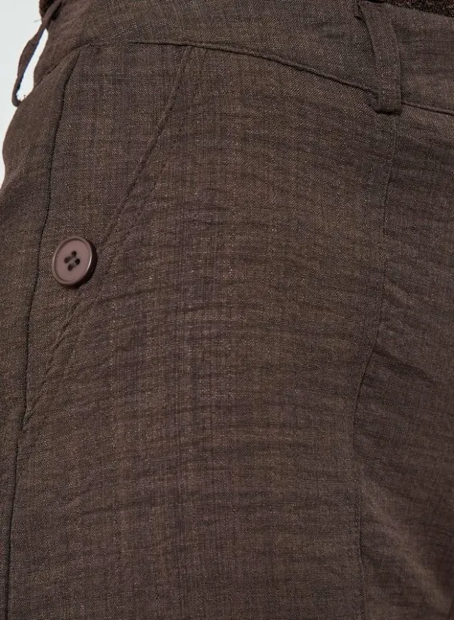 Linen Look Wide Leg Trousers Brown – image 3