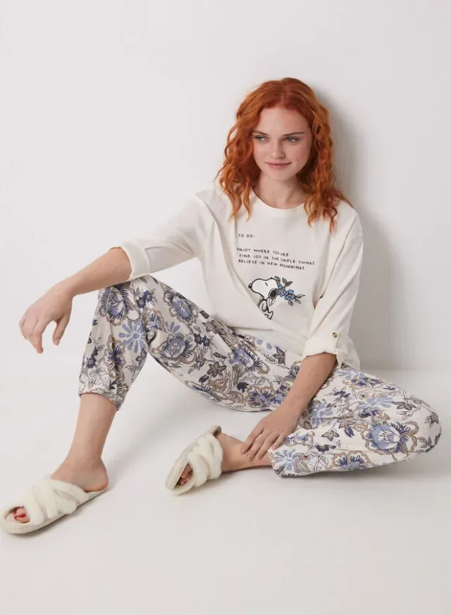Floral Print Carrot Trousers - Light Blue - 100% Cotton – image 4