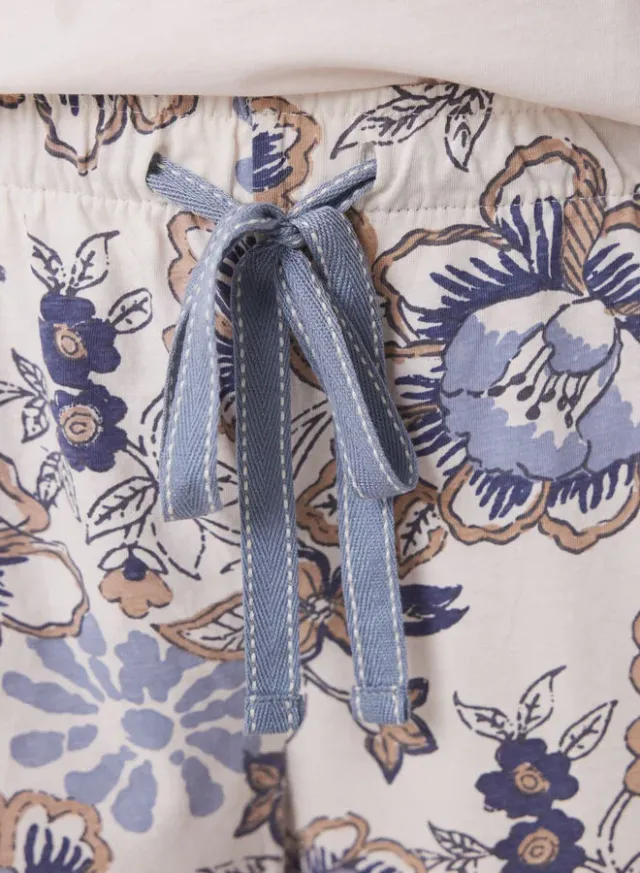 Floral Print Carrot Trousers - Light Blue - 100% Cotton – image 5