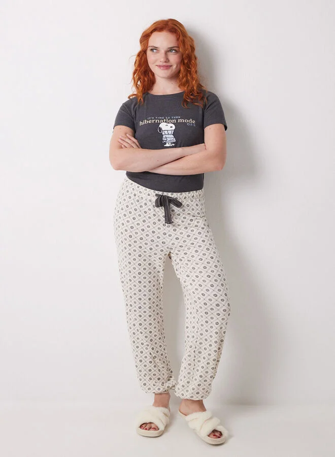 Carrot Trousers Checkered Floral Print