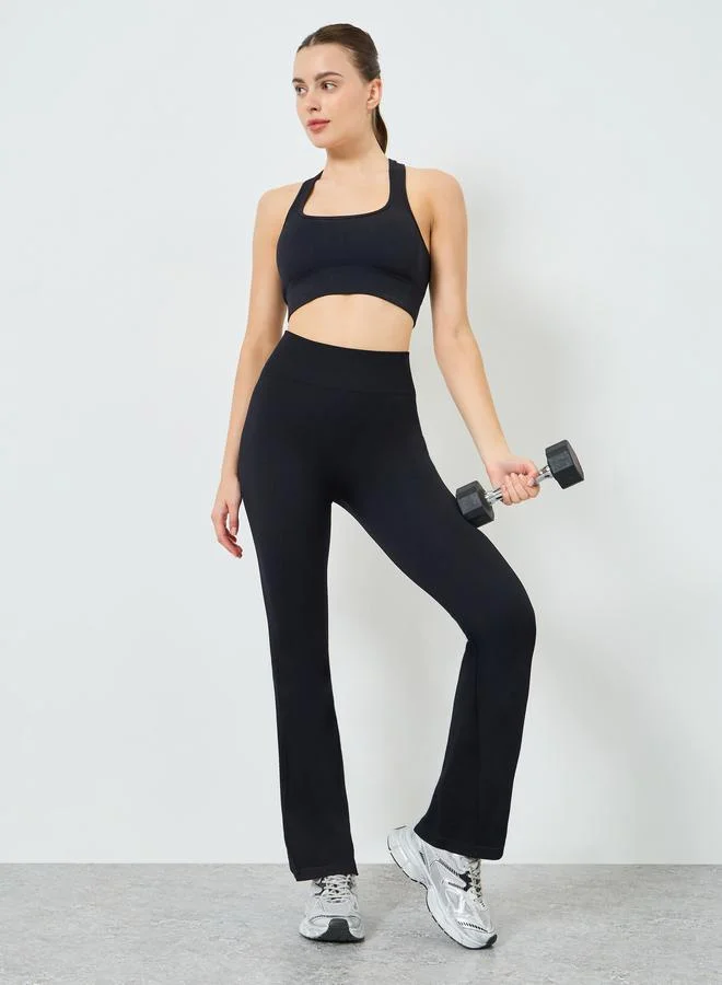 Textured Flare Leggings Black