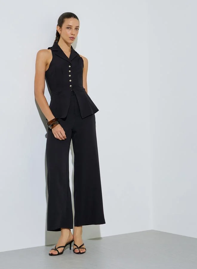 Solid Wide Leg Pants Black