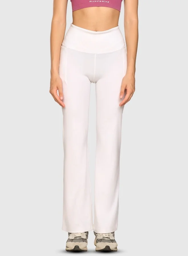 Women's High Waist Flare Pants, Soft Stretch, 2 Pockets