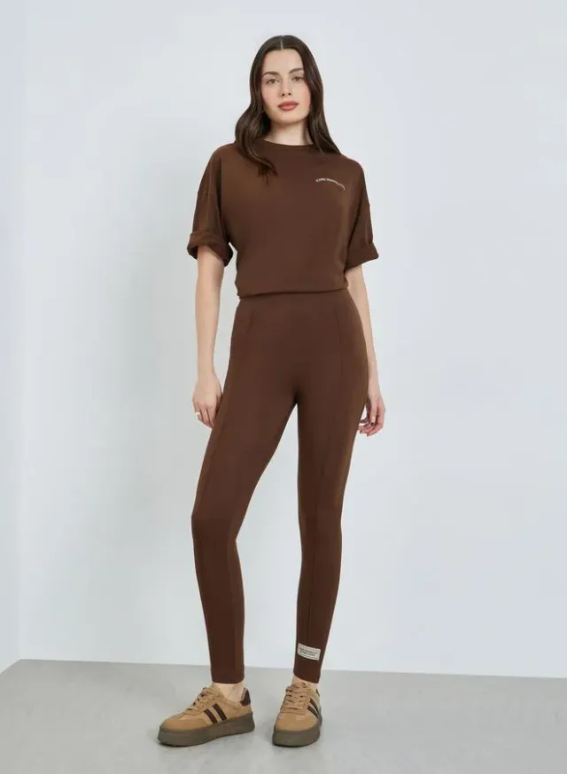 Women's Pintuck Leggings Brown – image 4