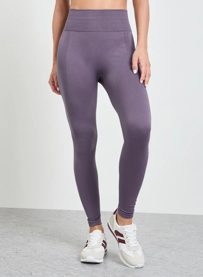 Tol Texture Broad Waistband Leggings Burgundy