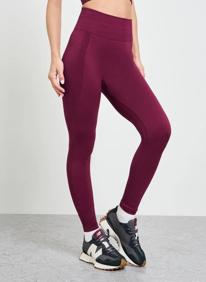 Tol Texture Broad Waistband Leggings Burgundy