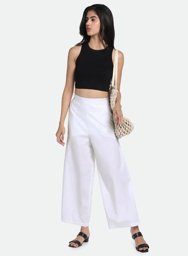 Relaxed Fit Cotton Trousers White