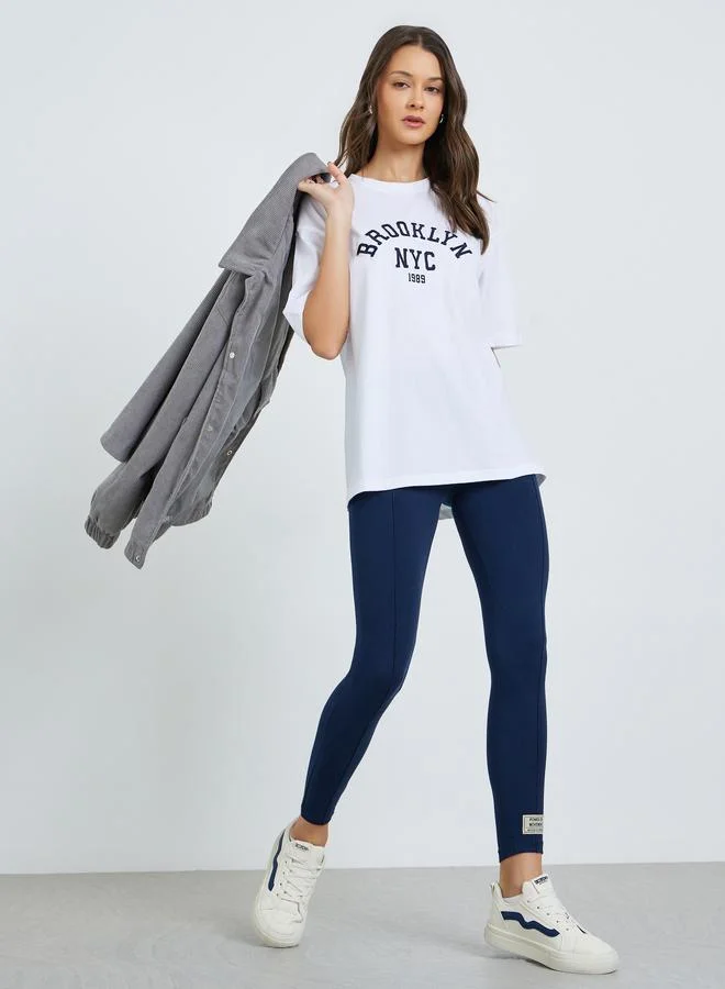 Ankle Length Leggings, Navy Blue