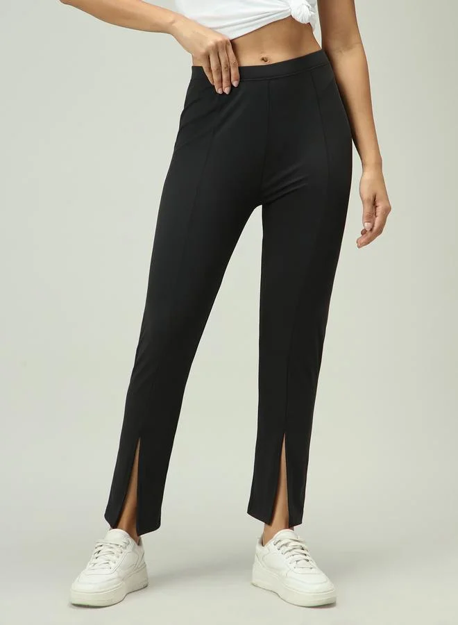 Front Slit Leggings Black