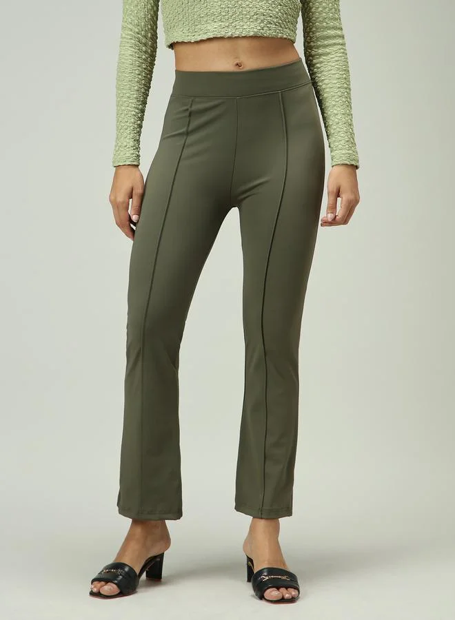 Fitted Flared Leggings Olive