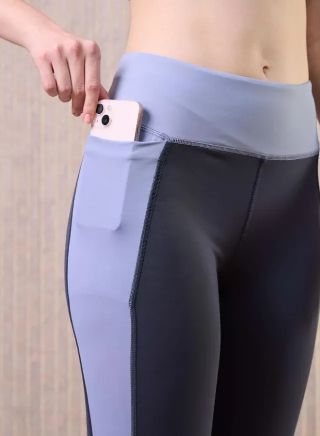 Women's Color Block High-Waist Tights with Side Pockets – image 4