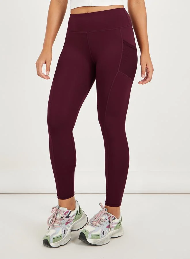 Mesh Pocket Wide Waistband Leggings