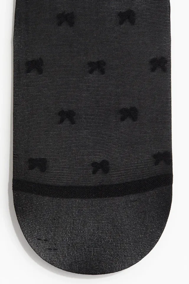 Black Bow-Printed Tights for Women - Elastic Waist – image 2