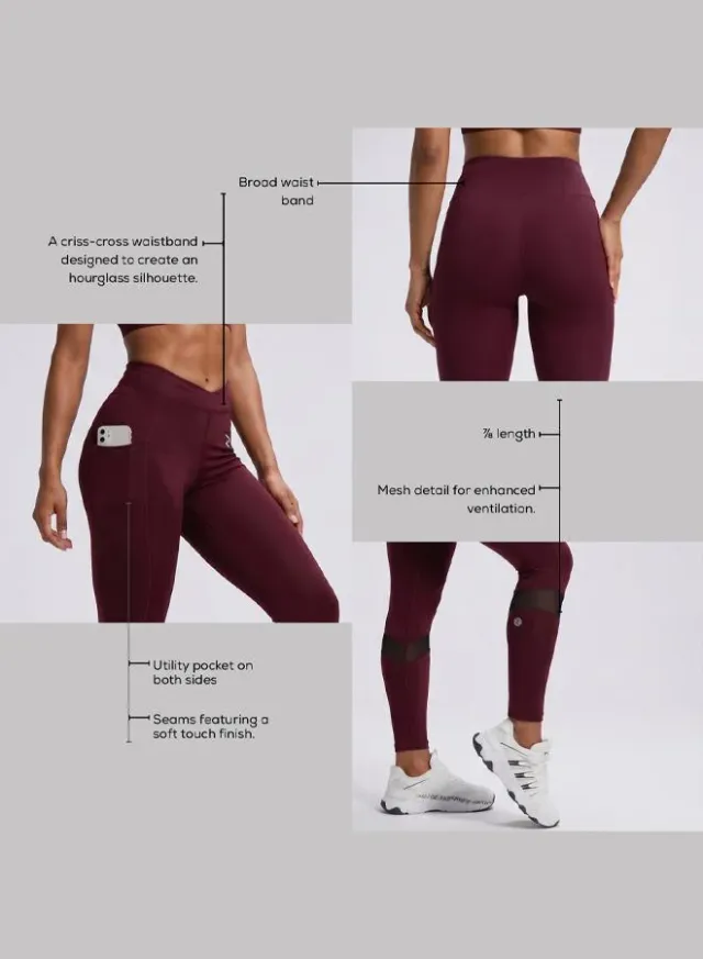 Women's Crisscross Hourglass Leggings with Pockets – image 6