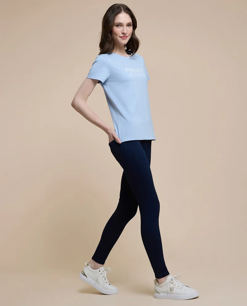 Elastic Waist Washed Jeggings