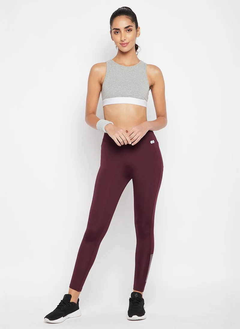 High-Rise Snug Fit Active Tights Plum