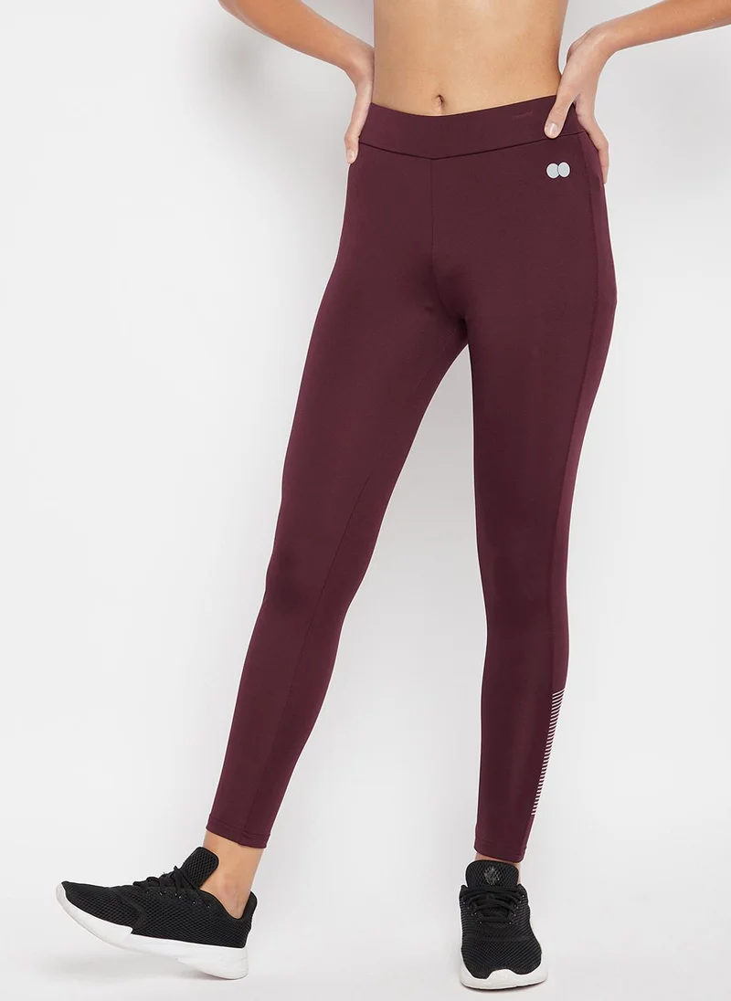 High-Rise Snug Fit Active Tights Plum