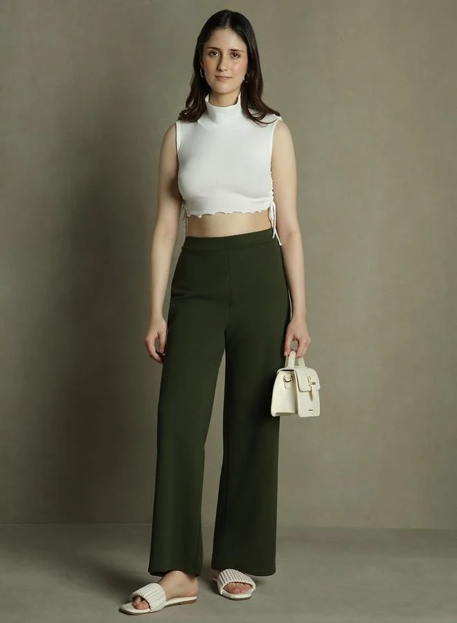 Women's Wide Leg Trousers Khaki