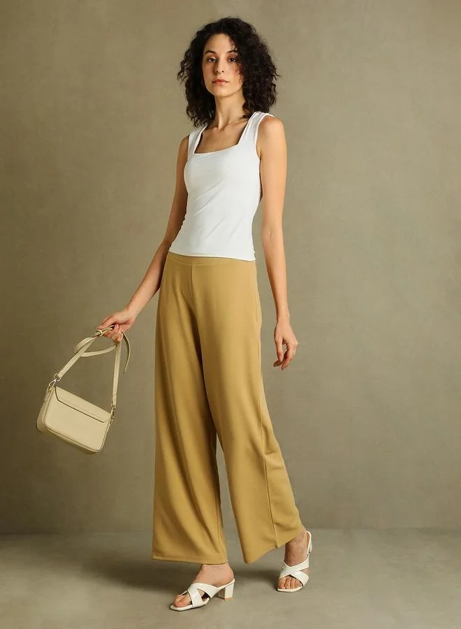 Women's Wide Leg Trousers Khaki